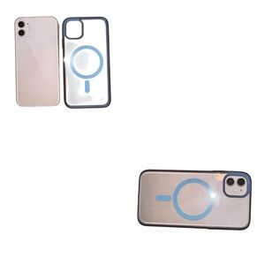 Clear Phone Case with Blue MagSafe Design